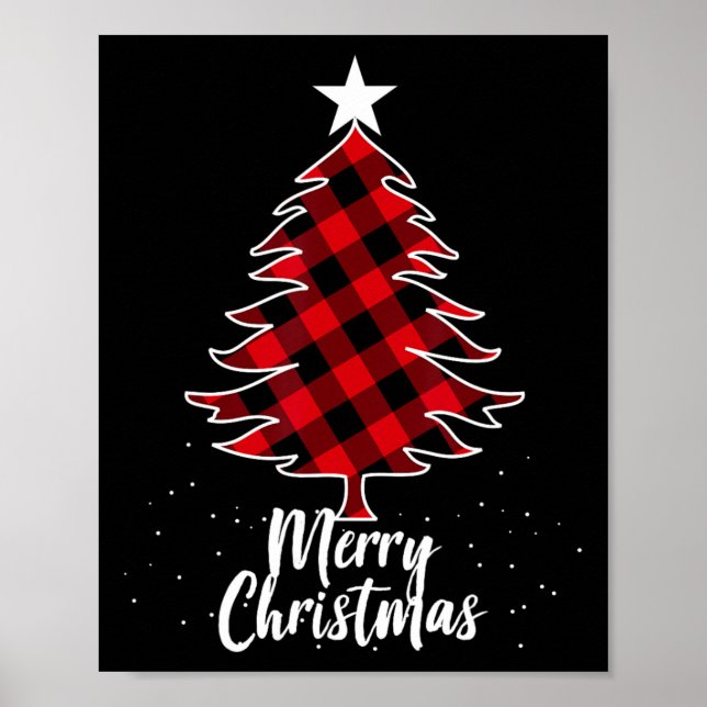 Buffalo plaid christmas tree tee for mum dad and k poster (Front)