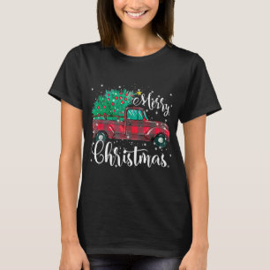 Buffalo Plaid Christmas Tree Vintage Red Truck Xma T-Shirt