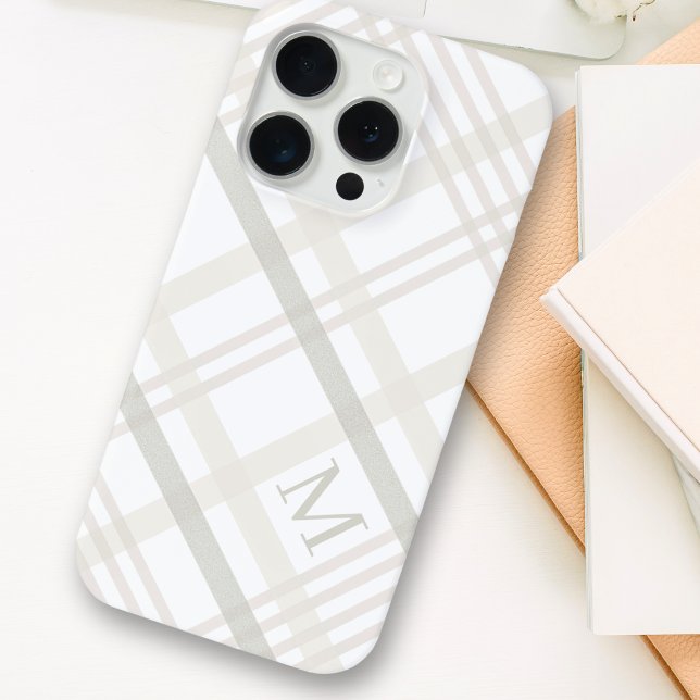 Buffalo Plaid Classic Elegant Monogram Initial iPhone Case (Creator Uploaded)