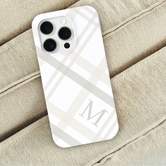 Buffalo Plaid Classic Elegant Monogram Initial iPhone Case (Creator Uploaded)