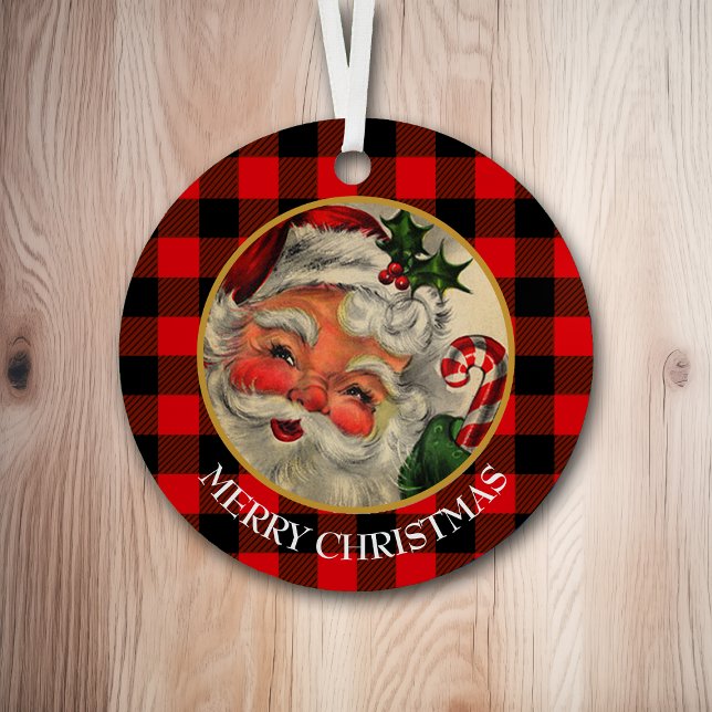 Buffalo Plaid Classic Santa Claus Metal Tree Decoration (Creator Uploaded)