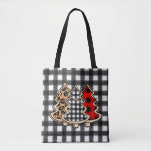 Buffalo Plaid Country Style Christmas Trees Tote Bag