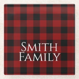 Buffalo Plaid Custom Glass Coaster