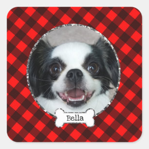 Buffalo Plaid Custom Pet Photo Stickers