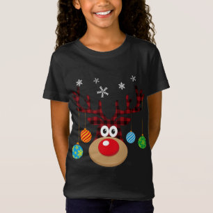 Buffalo Plaid Cute Reindeer Christmas Ornaments Sn T-Shirt