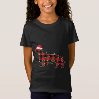 Buffalo Plaid Dachshund Funny Dog Lover Merry Chri T-Shirt
