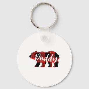 Buffalo Plaid Daddy Bear Fathers Day Gifts Key Ring