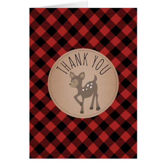 Buffalo Plaid Deer Baby Shower Thank You Card