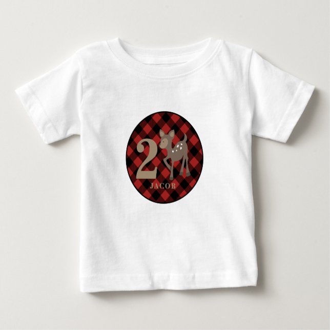 Buffalo Plaid Deer Birthday Shirt (Front)
