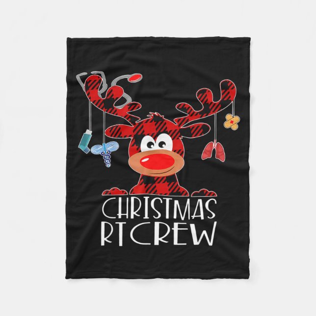 Buffalo Plaid Deer Christmas Rt Crew Resratory The Fleece Blanket (Front)