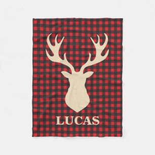 Buffalo plaid deer personalised blanket