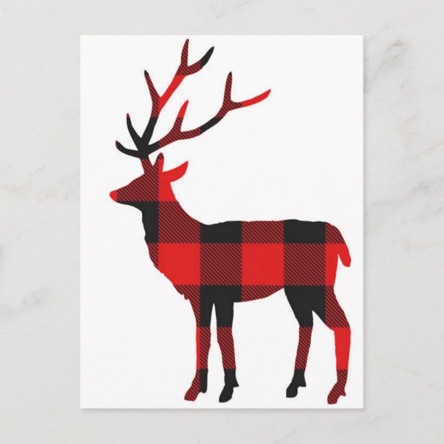 Buffalo Plaid Deer | Postcard (Front)