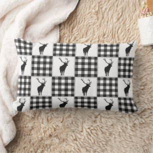 Buffalo Plaid Deer Rustic Woodland Pattern Lumbar Cushion