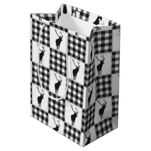 Buffalo Plaid Deer Rustic Woodland Pattern Medium Gift Bag