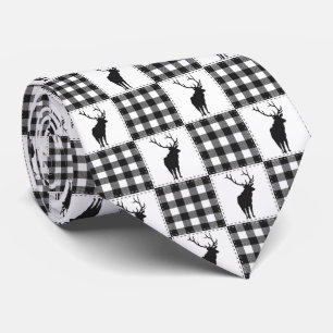 Buffalo Plaid Deer Rustic Woodland Pattern Tie