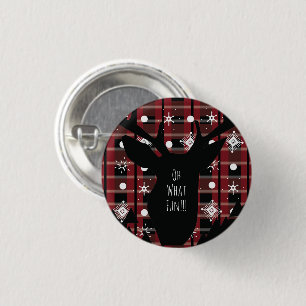 Buffalo Plaid Deer Snowflakes Christmas Party 3 Cm Round Badge