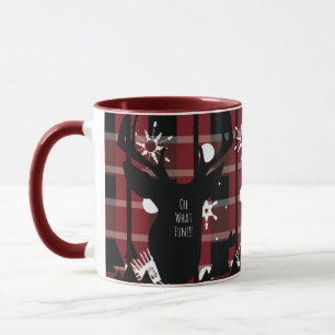 Buffalo Plaid Deer Snowflakes Christmas Party Mug
