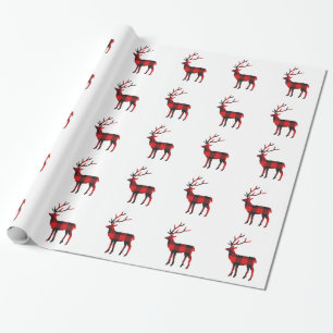 Buffalo Plaid Deer Wrapping Paper