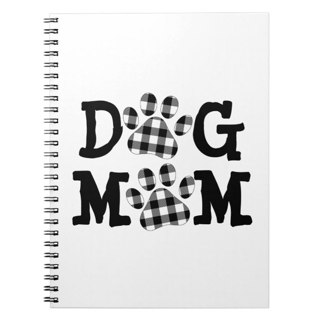 Buffalo Plaid DOG MOM Pawprints Notebook (Front)
