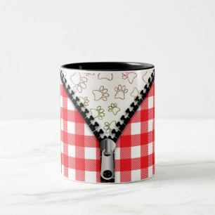 Buffalo Plaid Dog Paws Two-Tone Coffee Mug