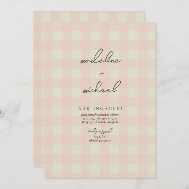Buffalo Plaid Engagement Party Invitation (Front/Back)
