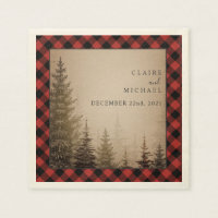 Buffalo Plaid Evergreen Trees Wedding