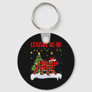 Buffalo Plaid Family Matching Cousin Bear Christma Key Ring