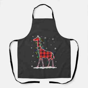Buffalo Plaid Family Matching Giraffe Christmas Pa Apron