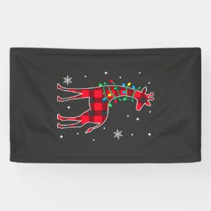 Buffalo Plaid Family Matching Giraffe Christmas Pa Banner