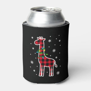 Buffalo Plaid Family Matching Giraffe Christmas Pa Can Cooler