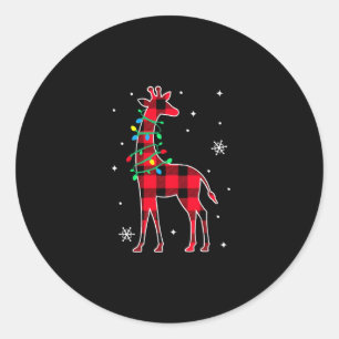 Buffalo Plaid Family Matching Giraffe Christmas Pa Classic Round Sticker
