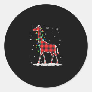 Buffalo Plaid Family Matching Giraffe Christmas Pa Classic Round Sticker