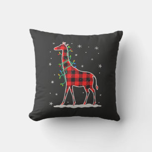 Buffalo Plaid Family Matching Giraffe Christmas Pa Cushion