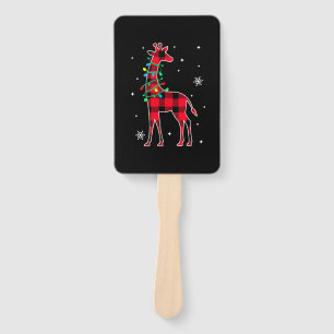 Buffalo Plaid Family Matching Giraffe Christmas Pa Hand Fan
