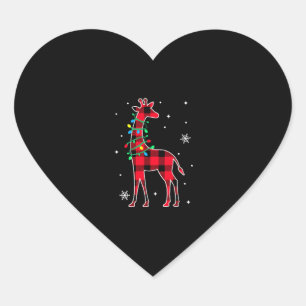 Buffalo Plaid Family Matching Giraffe Christmas Pa Heart Sticker