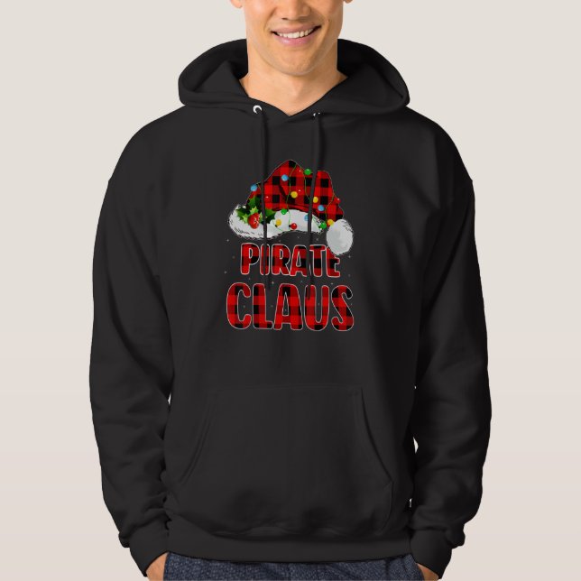 Buffalo Plaid Family Matching Santa Pirate Claus C Hoodie (Front)