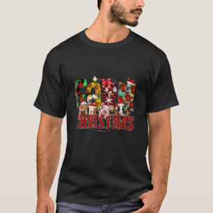 Buffalo Plaid Farm Christmas Farm Animals Cow Pig T-Shirt