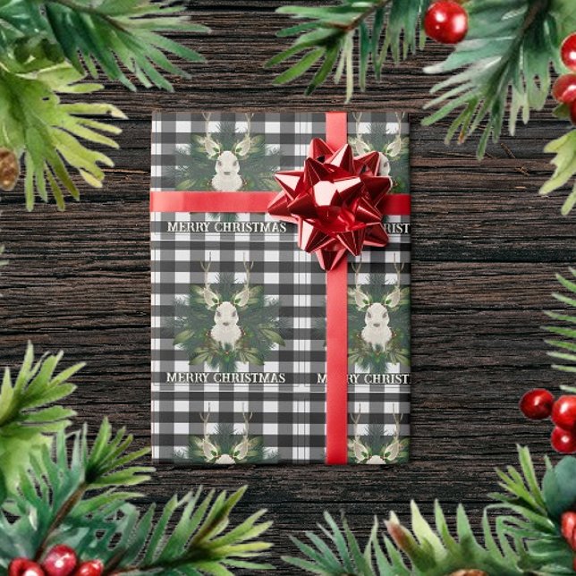 Buffalo Plaid Festive Reindeer Christmas Wrapping Paper (Buffalo Plaid Festive Reindeer Christmas Wrapping Paper)