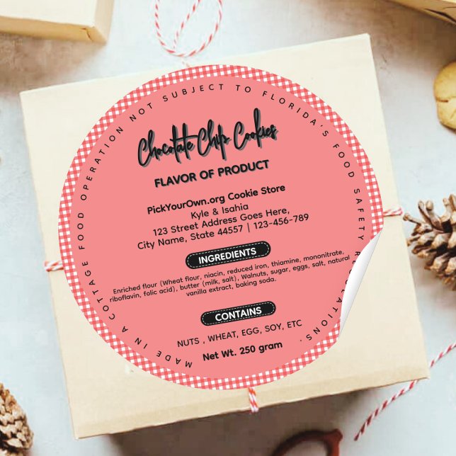 Buffalo plaid Florida cottage food label Round (Creator Uploaded)