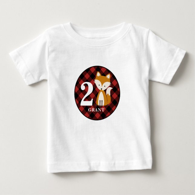 Buffalo Plaid Fox Birthday Shirt (Front)