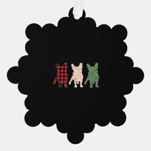 Buffalo Plaid French Bulldog Christmas  Tree Decoration Card
