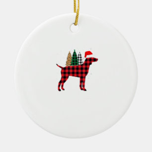Buffalo Plaid German Pointer Dog Tree Christmas Pa Ceramic Tree Decoration