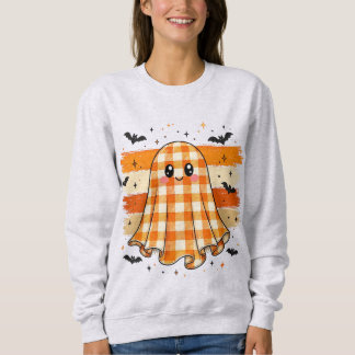 Buffalo Plaid Ghost Cute Halloween Autumn Graphic Sweatshirt