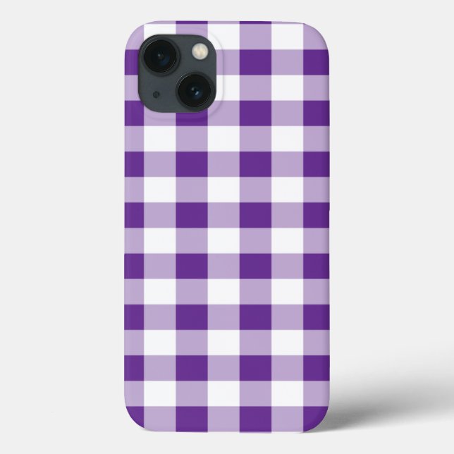 Buffalo Plaid Gingham Pattern Girly Purple White Case-Mate iPhone Case (Back)
