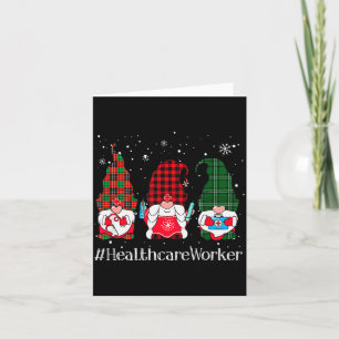 Buffalo Plaid Gnome Healthcare Worker Nurse Christ Card