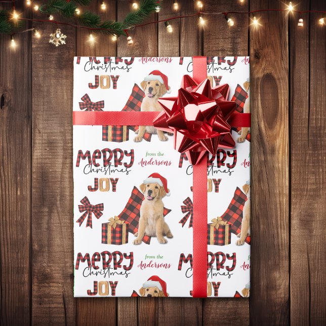 Buffalo Plaid Golden Retriever Christmas Wrapping Paper (Creator Uploaded)