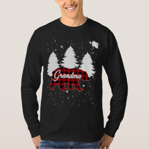 Buffalo Plaid Grandma Bear Christmas Tree Pajama F T-Shirt