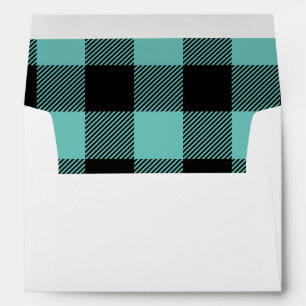 Buffalo Plaid Green Light Teal Envelope