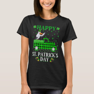Buffalo Plaid Green Truck Albatross Bird St  Patri T-Shirt