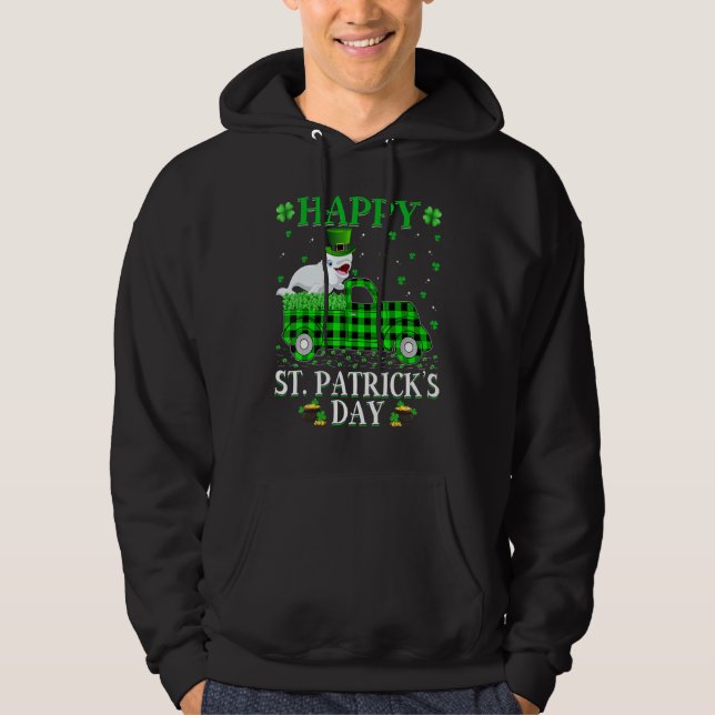 Buffalo Plaid Green Truck Beluga Whale Fish St Pat Hoodie (Front)